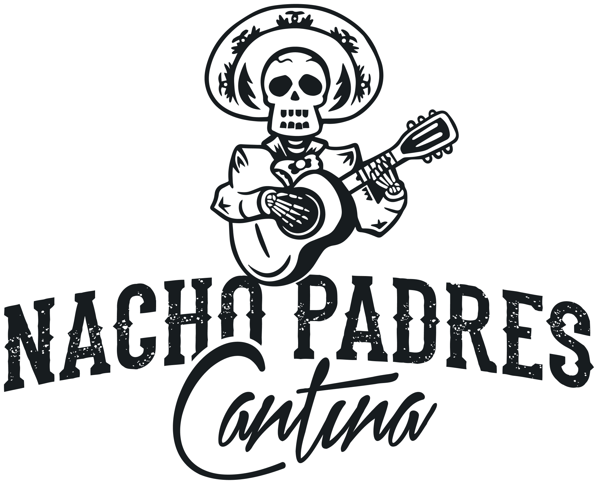 Nacho Padres - Logo - Black - Textured - For Lighter Applications@2x