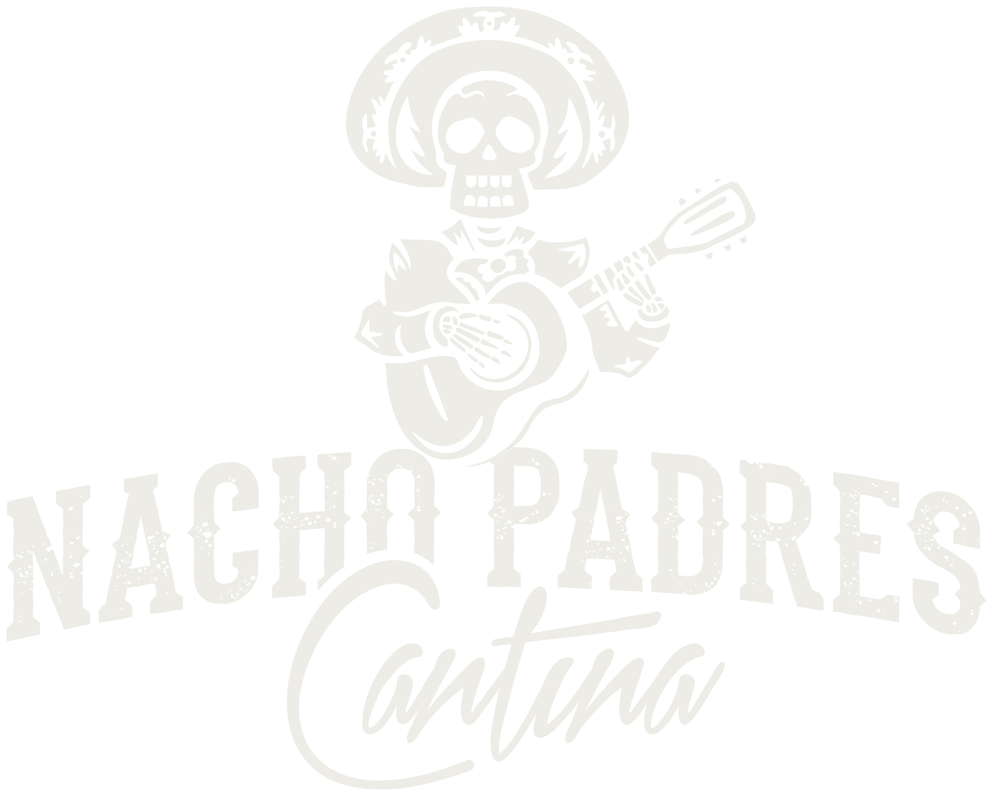 Nacho Padres - Logo - White - Textured - For Darker Applications@2x